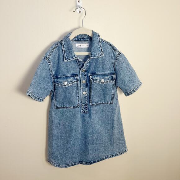 Zara Girls Short Denim Dress with Pockets Size 9 - Picture 8 of 8
